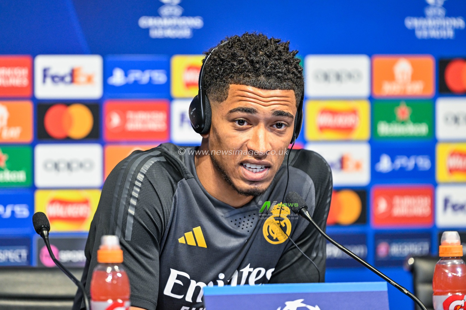 Jude Bellingham of Real Madrid during the Real Madrid Champions League press Conference at Joie Stadium, Manchester, United Kingdom, 16th April 2024

(Photo by Cody Froggatt/News Images)