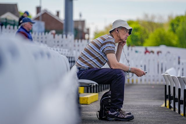 A fan watches the game during the county Championship Division Two day 4 Derbyshire vs Gloucestershire at The Central Co-Op County Ground, Derby, United Kingdom on 27 April 2026

(Photo by Maynard Manyowa/News Images)