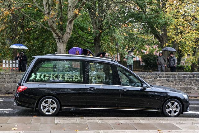 The hearse of Harold Dennis “Dickie” Bird OBE arrives at his statue outside St Mary's Church on the day of his funeral, Barnsley, United Kingdom, 19th October 2025

(Photo by Alfie Cosgrove/News Images)
