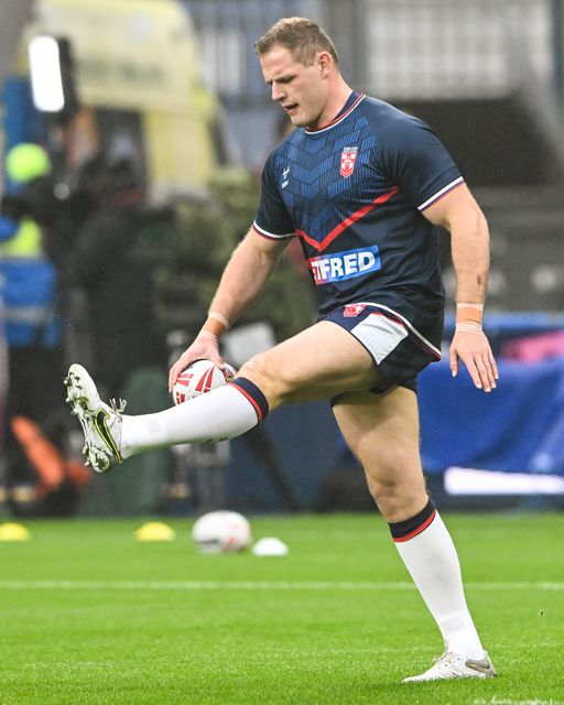 Tom Burgess of England during pre match warm up ahead of the Rugby League International match England vs Tonga at John Smith's Stadium, Huddersfield, United Kingdom, 28th October 2023

(Photo by Craig Thomas/News Images)