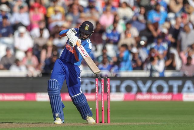Abhishek Sharma of India hits a six during the Third Vitality T20 International match England vs India at Trent Bridge, Nottingham, United Kingdom on 07 July 2026

(Photo by Mark Cosgrove/News Images)