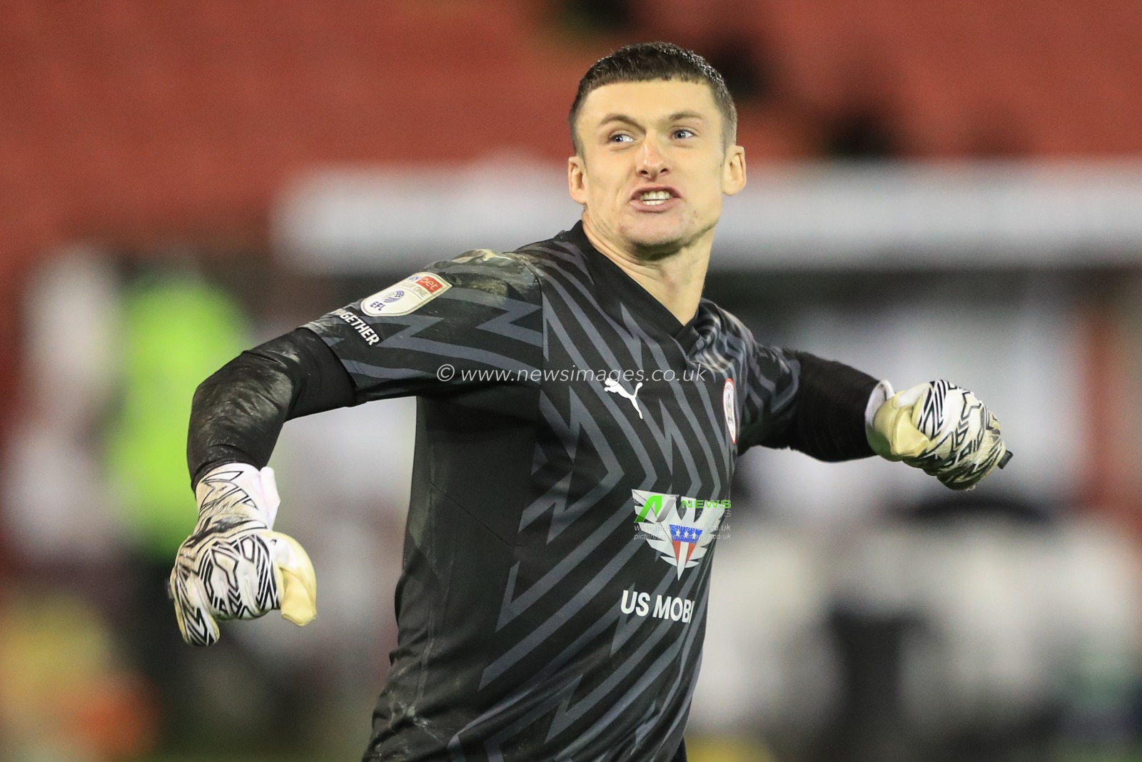Liam Roberts of Barnsley punches the air after a 2-1 win during the Sky Bet League 1 match Barnsley vs Bristol Rovers at Oakwell, Barnsley, United Kingdom, 13th January 2024

(Photo by Alfie Cosgrove/News Images)