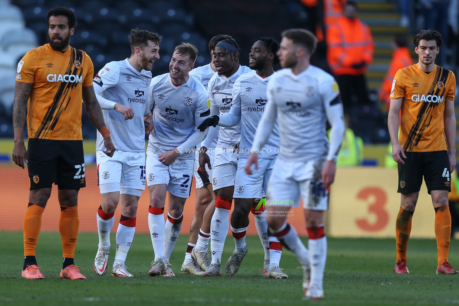 James Bree #2 of Luton Town celebrates his goal to make it 0-3