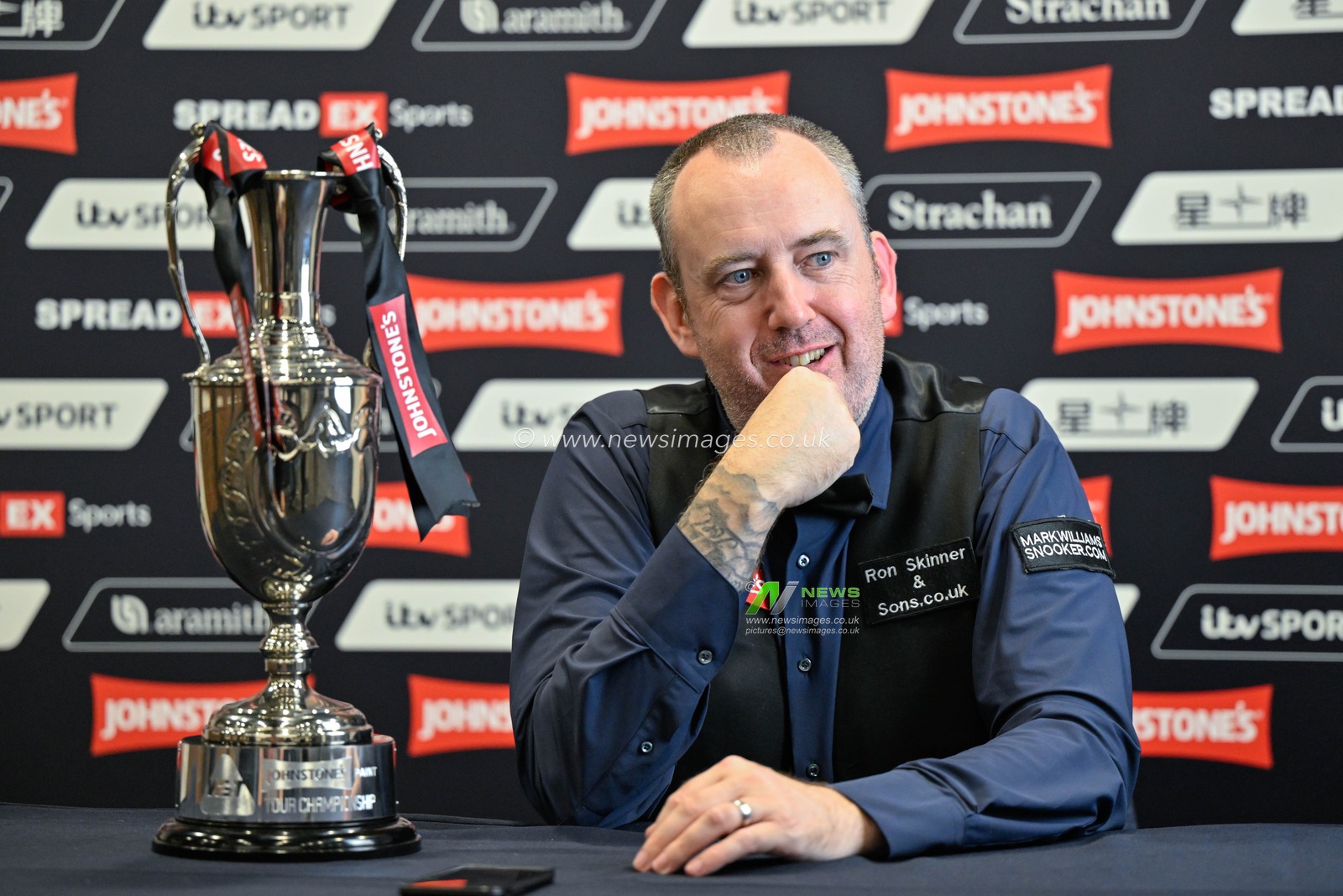 Mark Williams speaks at the post match interview after the Johnstoneâ€™s Paint Tour Championship Final at Manchester Central, Manchester, United Kingdom, 7th April 2024

(Photo by Cody Froggatt/News Images)