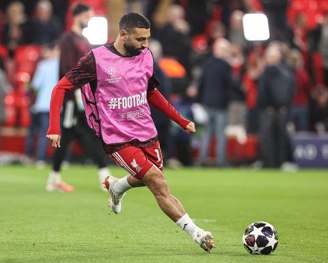Mohamed Salah of Liverpool in the pregame warmup session during the UEFA Champions League last 16 second leg match Liverpool vs Galatasaray at Anfield, Liverpool, United Kingdom on 18 March 2026

(Photo by Alfie Cosgrove/News Images)