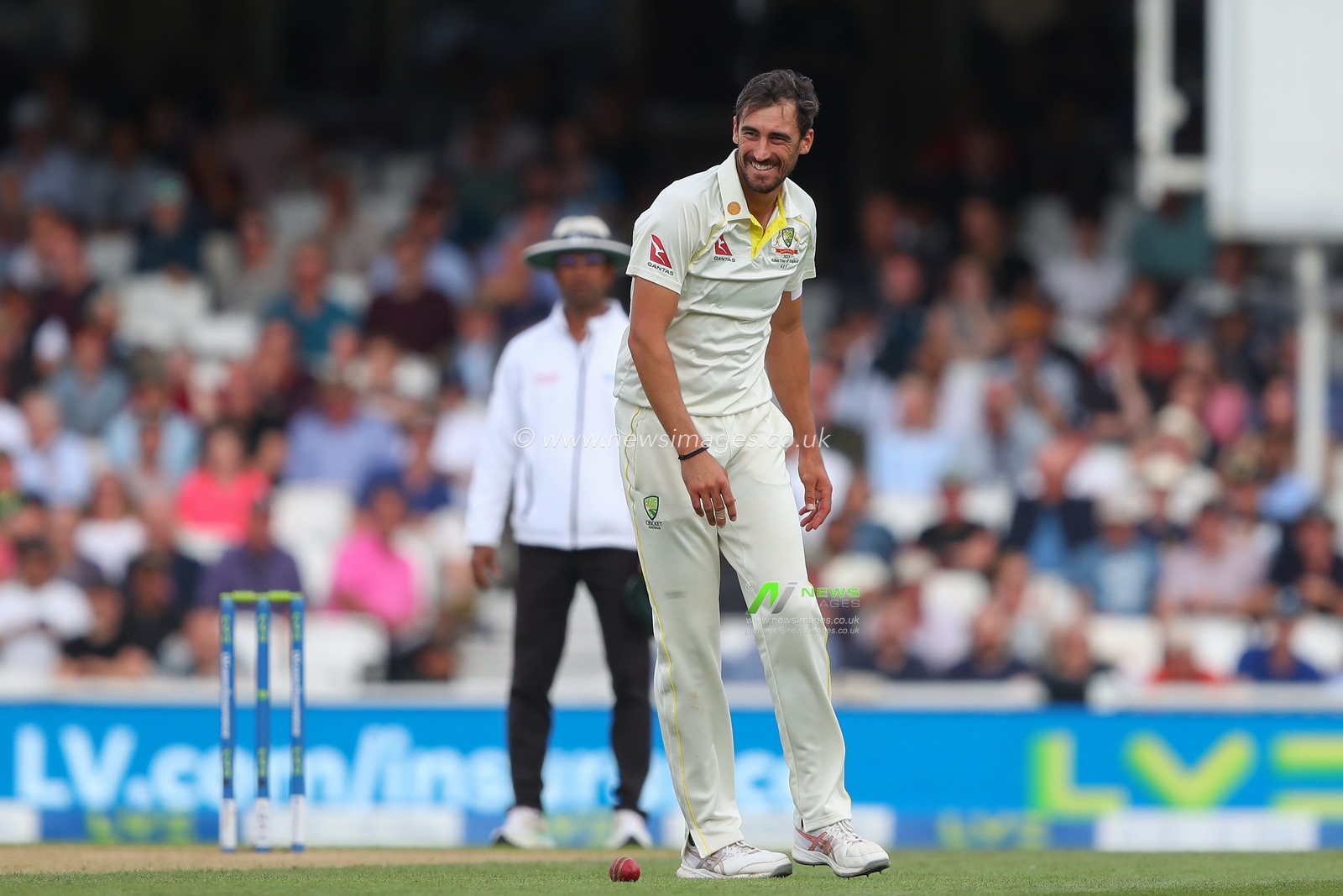 Mitchell Starc of Australia reacts during the LV= Insurance Ashes Fifth Test Series Day Three match England vs Australia at The Kia Oval, London, United Kingdom, 29th July 2023

(Photo by Gareth Evans/News Images)
