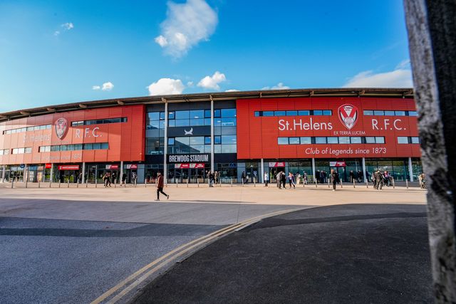 A general view of the stadium on the outside prior to kick off during the Betfred Challenge Cup Quarter Final match St Helens vs Catalans Dragons at The BrewDog Stadium, St Helens, United Kingdom on 10 April 2026

(Photo by Maynard Manyowa/News Images)