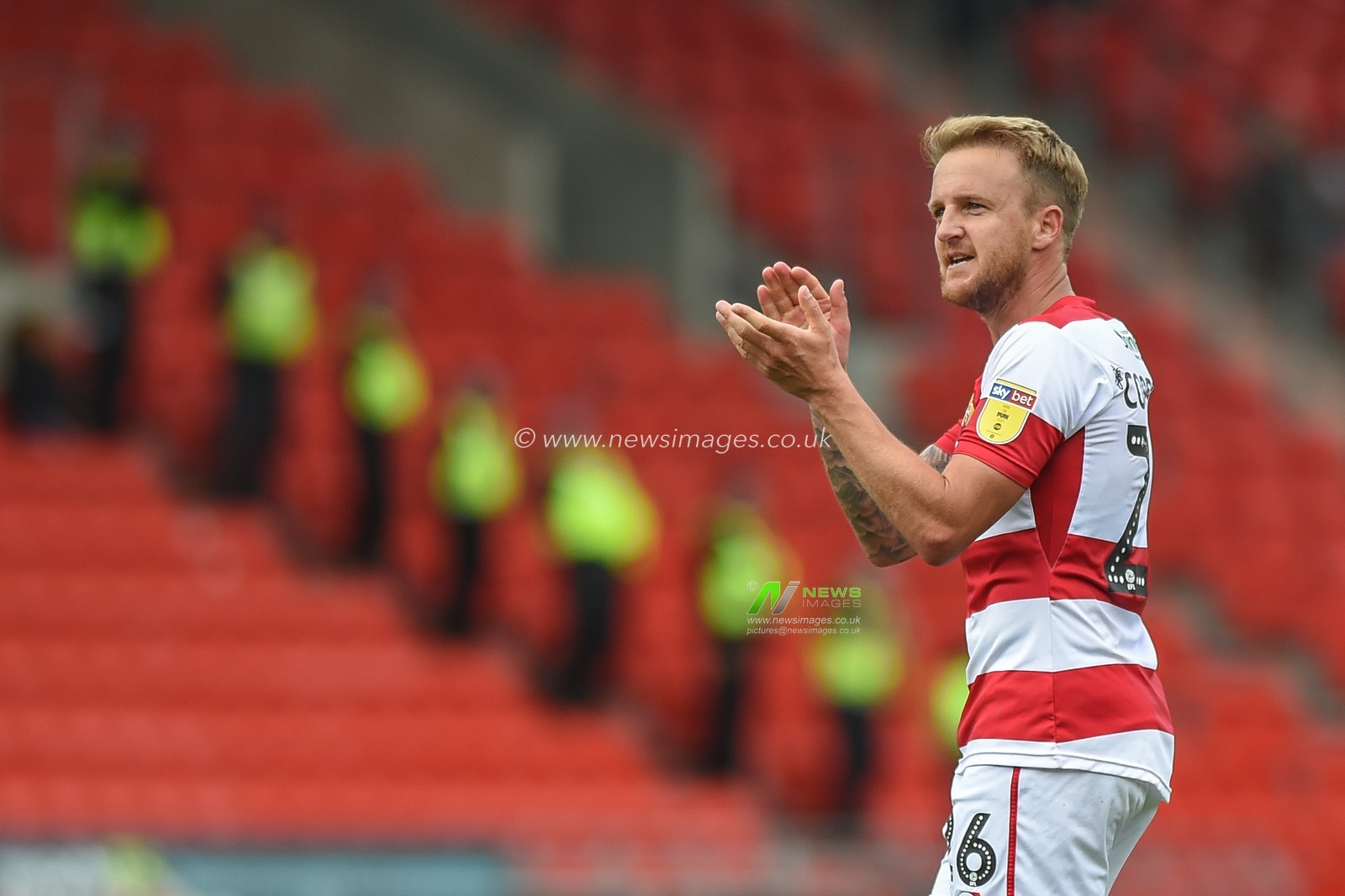 7th September 2019, Keepmoat Stadium, Doncaster, England; Sky Bet League One Football, Doncaster Rovers vs Rotherham United ; James Coppinger (26) of Doncaster Rovers celebrates 2-1 victory over local rivals Rotherham United.
Credit: Dean Williams/News Images

English Football League images are subject to DataCo Licence