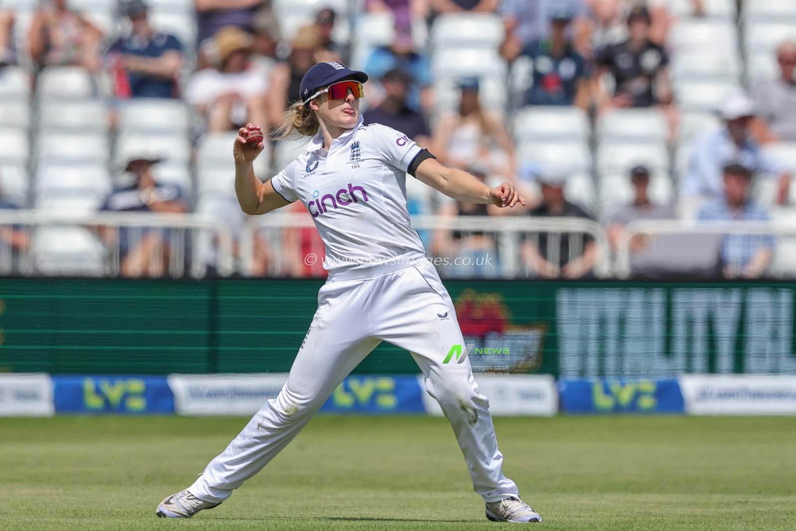 Emma Lamb of England throws the ball back to the stumps during the Metro Bank Women's Ashes 2023 match England vs Australia at Trent Bridge, Nottingham, United Kingdom, 22nd June 2023

(Photo by Mark Cosgrove/News Images)