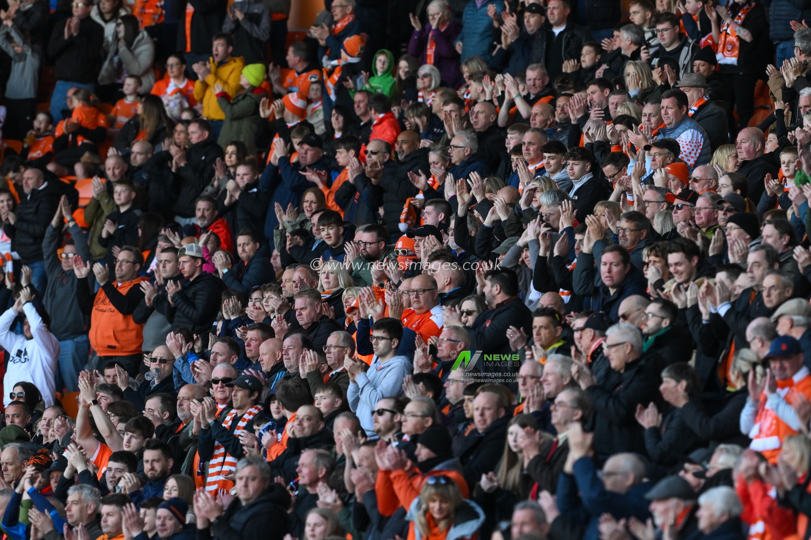 Blackpool fans applaud their side during the Sky Bet League 1 match Blackpool vs Barnsley at Bloomfield Road, Blackpool, United Kingdom, 20th April 2024

(Photo by Craig Thomas/News Images)