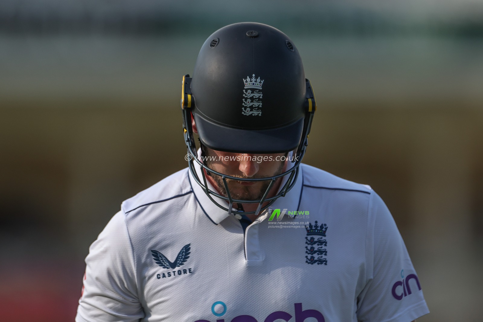 Gus Atkinson of England leaves the field of play after he hits the ball into the hands of Kavem Hodge of West Indies during the 2nd Rothesay Test Match match England vs West Indies at Trent Bridge, Nottingham, United Kingdom, 18th July 2024

(Photo by Mark Cosgrove/News Images)