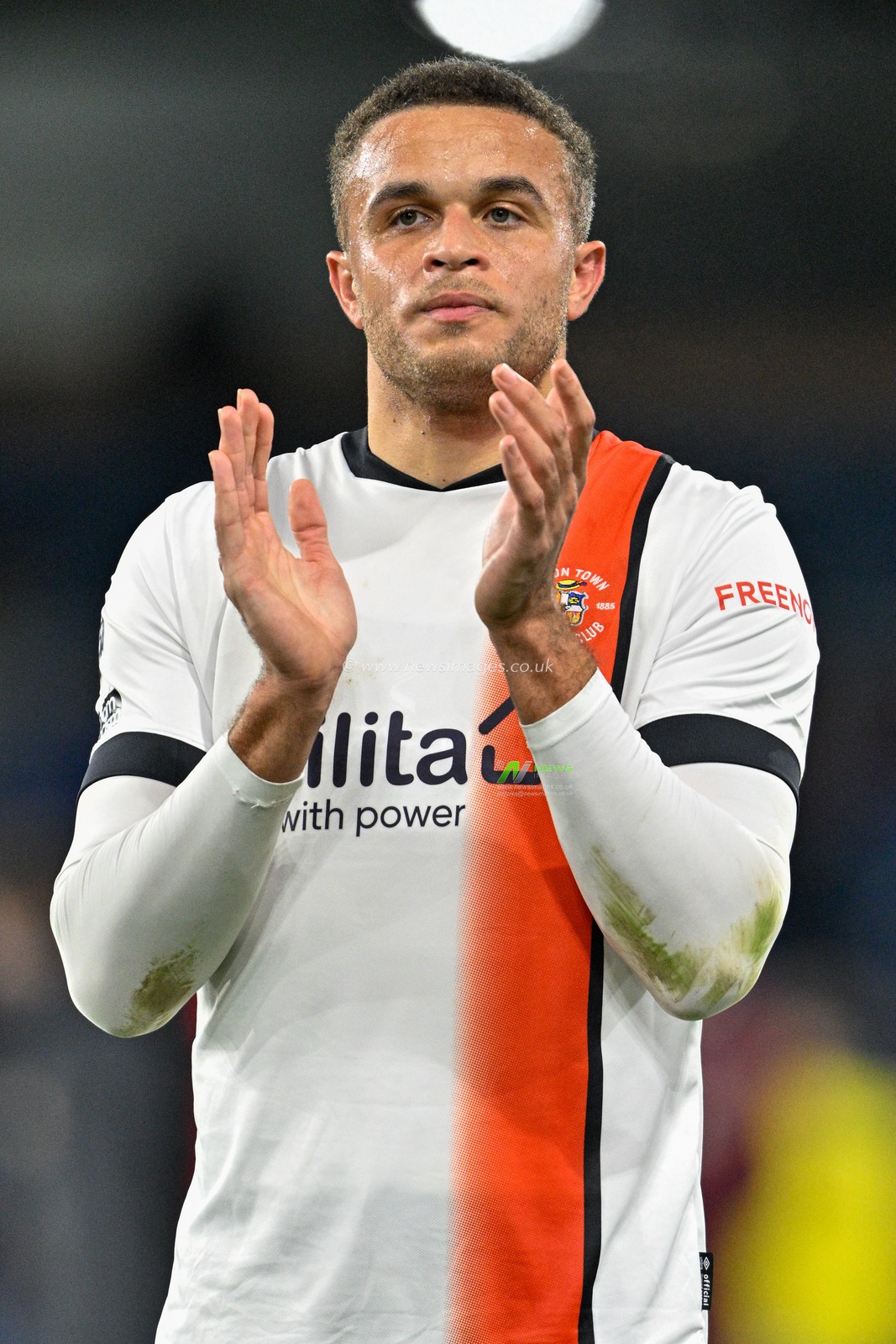 Carlton Morris of Luton Town applauds the travelling fans after the Premier League match Burnley vs Luton Town at Turf Moor, Burnley, United Kingdom, 12th January 2024

(Photo by Cody Froggatt/News Images)