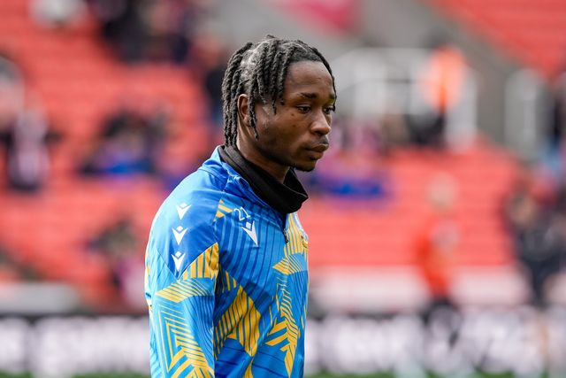 Joel Ndala of Sheffield Wednesday in the pregame warmup session  during the Sky Bet Championship match Stoke City vs Sheffield Wednesday at Bet365 Stadium, Stoke On Trent, United Kingdom on 03 April 2026

(Photo by Maynard Manyowa/News Images)