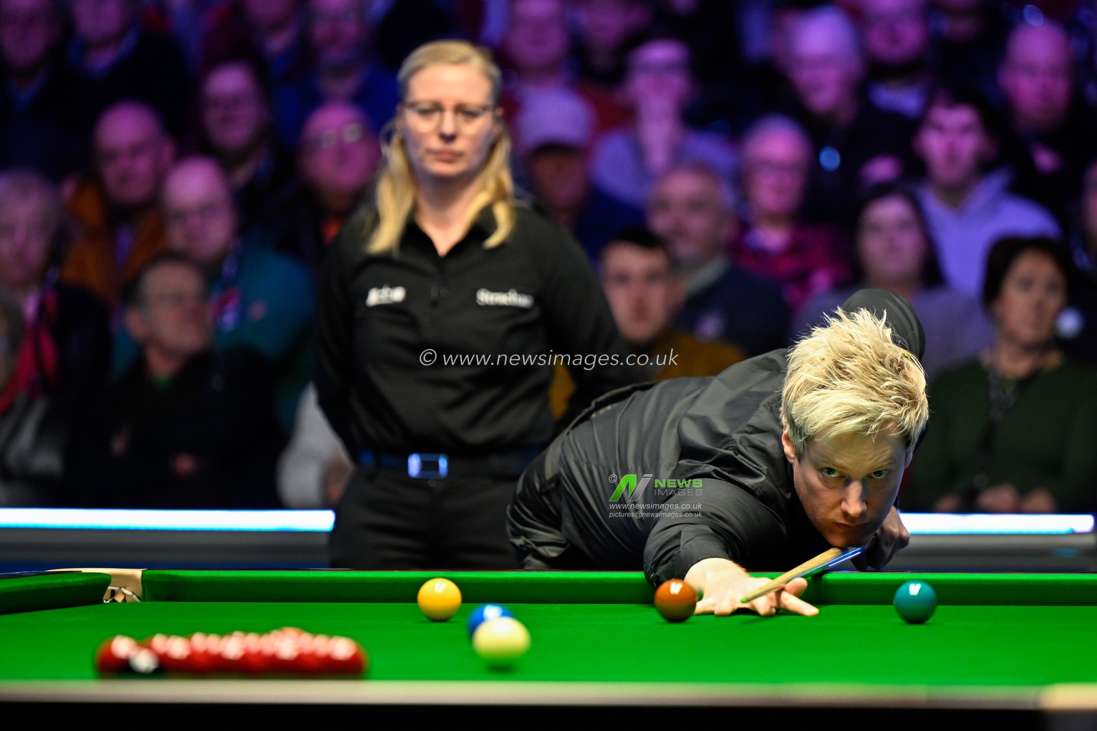 Neil Robertson takes a shot, during the 2024 BetVictor Welsh Open at Venue Cymru, Llandudno, United Kingdom, 12th February 2024

(Photo by Cody Froggatt/News Images)