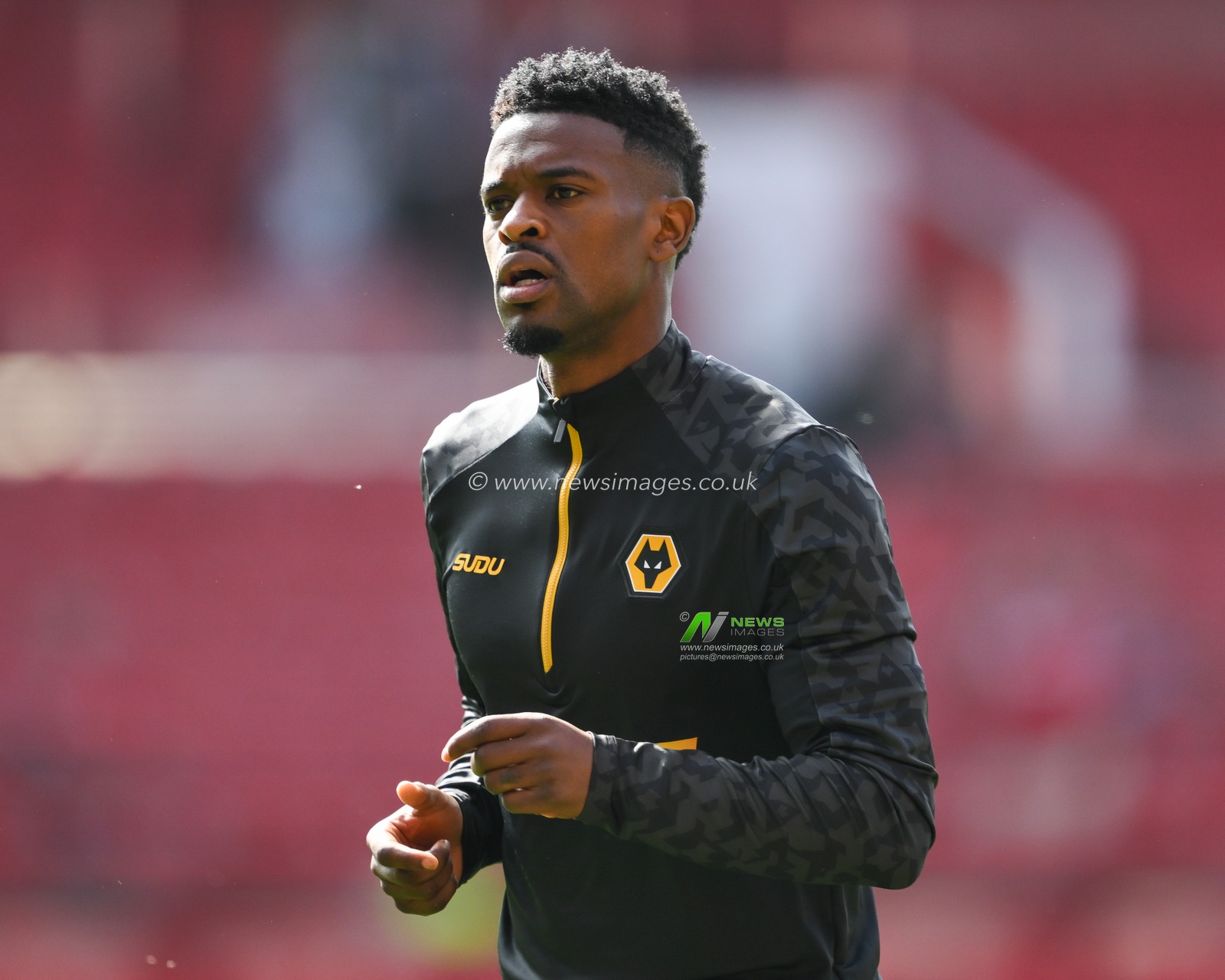 NÃ©lson Semedo of Wolverhampton Wanderers  during the pre-game warmup ahead of the Premier League match Nottingham Forest vs Wolverhampton Wanderers at City Ground, Nottingham, United Kingdom, 31st August 2024

(Photo by Craig Thomas/News Images)