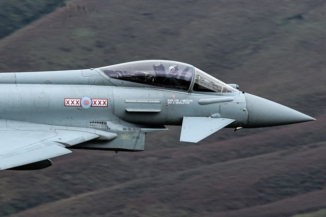 A Eurofighter Typhoon 29 squadron flies through Mach Loop, Dolgellau, United Kingdom, 2nd October 2025

(Photo by Alfie Cosgrove/News Images)