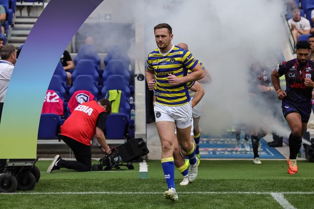Ben Currie of Warrington Wolves leads his team out during the Betfred Super League Magic Weekend match Leigh Leopards vs Warrington Wolves at Hill Dickinson Stadium, Liverpool, United Kingdom on 04 July 2026

(Photo by Mark Cosgrove/News Images)