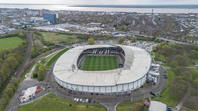 An aerial view of MKM Stadium ahead of the Betfred Super League Round 8 match Hull FC vs Hull KR at MKM Stadium, Hull, United Kingdom, 18th April 2025

(Photo by Alfie Cosgrove/News Images)