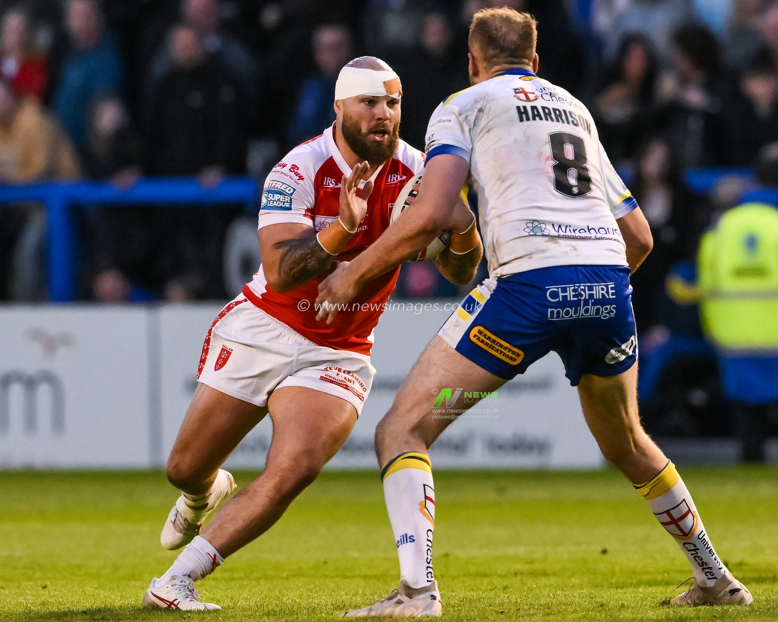 Sam Luckley #26 of Hull KR makes a break during the Betfred Super League Round 12 match Warrington Wolves vs Hull KR at Halliwell Jones Stadium, Warrington, United Kingdom, 12th May 2023

(Photo by Craig Thomas/News Images)