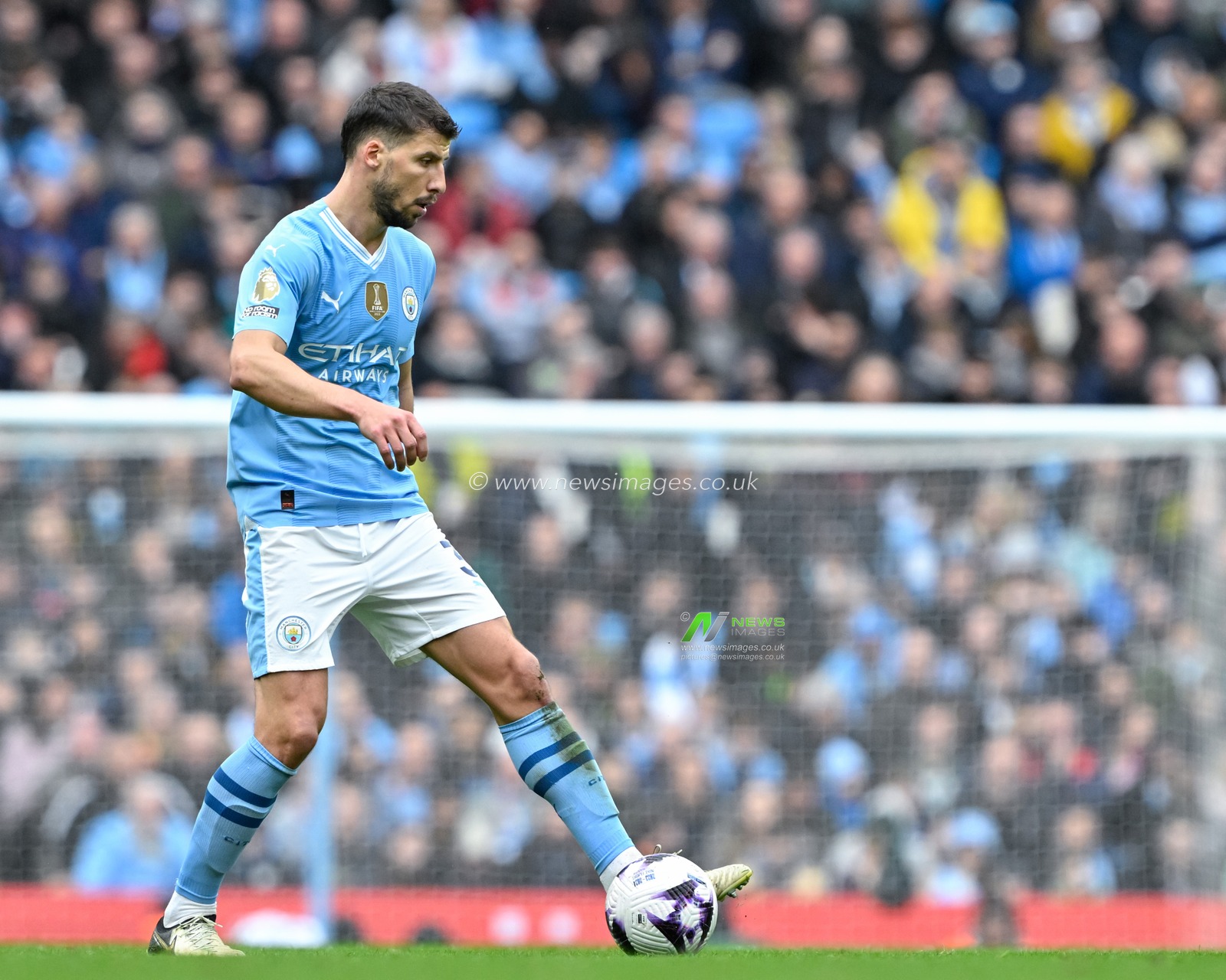 RÃºben Dias of Manchester City in action, during the Premier League match Manchester City vs Luton Town at Etihad Stadium, Manchester, United Kingdom, 13th April 2024

(Photo by Cody Froggatt/News Images)