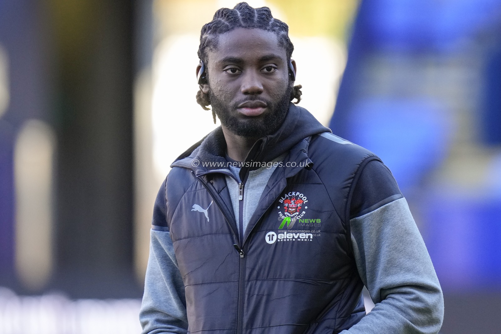 Kylian Kouassi #27 of Blackpool inspects the pitch before the Sky Bet League 1 match Bolton Wanderers vs Blackpool at University of Bolton Stadium, Bolton, United Kingdom, 11th November 2023

(Photo by Steve Flynn/News Images)