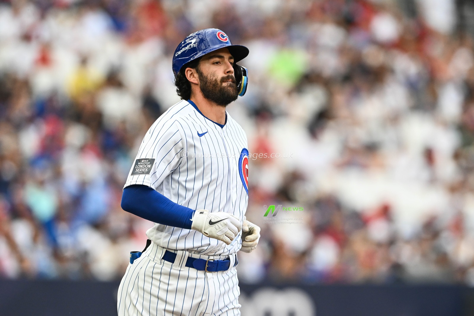 Dansby Swanson #7 of the Chicago Cubs during the 2023 MLB London Series match St. Louis Cardinals vs Chicago Cubs at London Stadium, London, United Kingdom, 24th June 2023

(Photo by Craig Thomas/News Images)