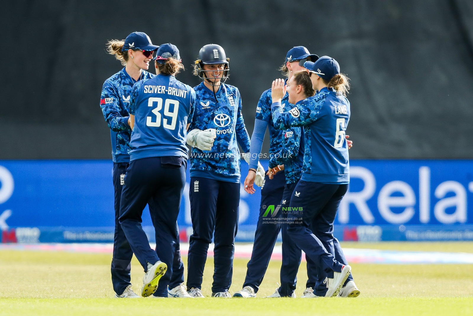 England Women celebrates after the dismissal of Shemaine Campbelle of West Indies Women during the 2nd Metro Bank ODI Day International England Women v West Indies Women at Uptonsteel County Ground, Leicester, United Kingdom, 4th June 2025

(Photo by Izzy Poles/News Images)