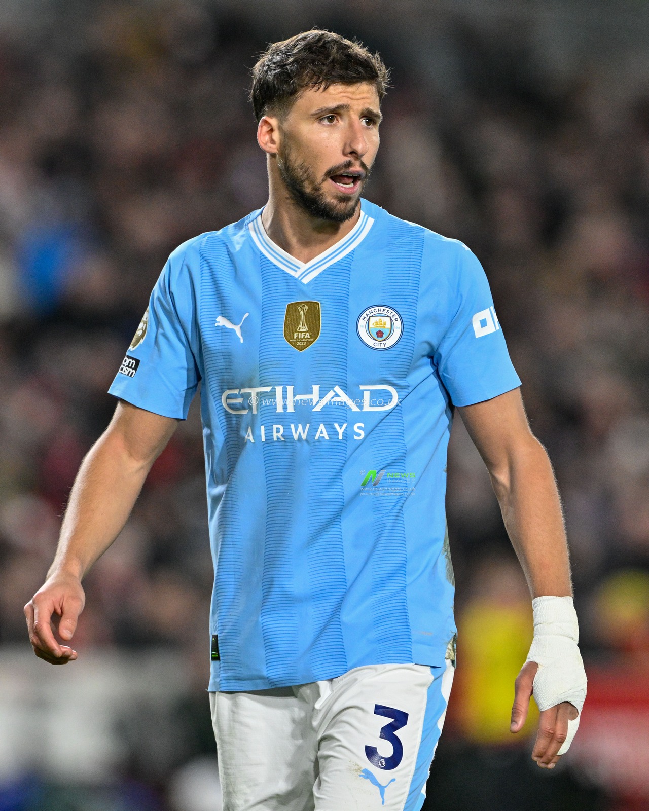 RÃºben Dias of Manchester City during the Premier League match Brentford vs Manchester City at The Gtech Community Stadium, London, United Kingdom, 5th February 2024

(Photo by Cody Froggatt/News Images)