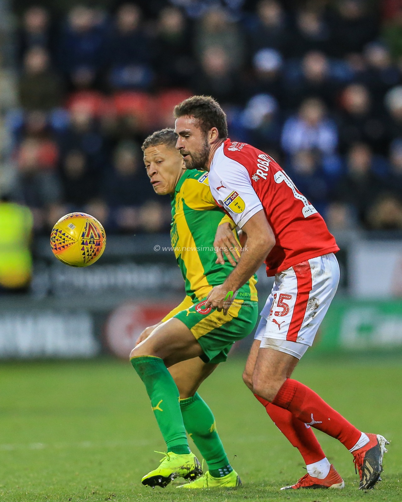 22nd December 2018, New York Stadium, Rotherham, England; Sky Bet Championship Rotherham Utd v West Bromwich Albion ; Dwight Gayle (16) of West Brom holds off Clark Robertson (15) of Rotherham United 


Credit: Mark Cosgrove/News Images

English Football League images are subject to DataCo Licence
