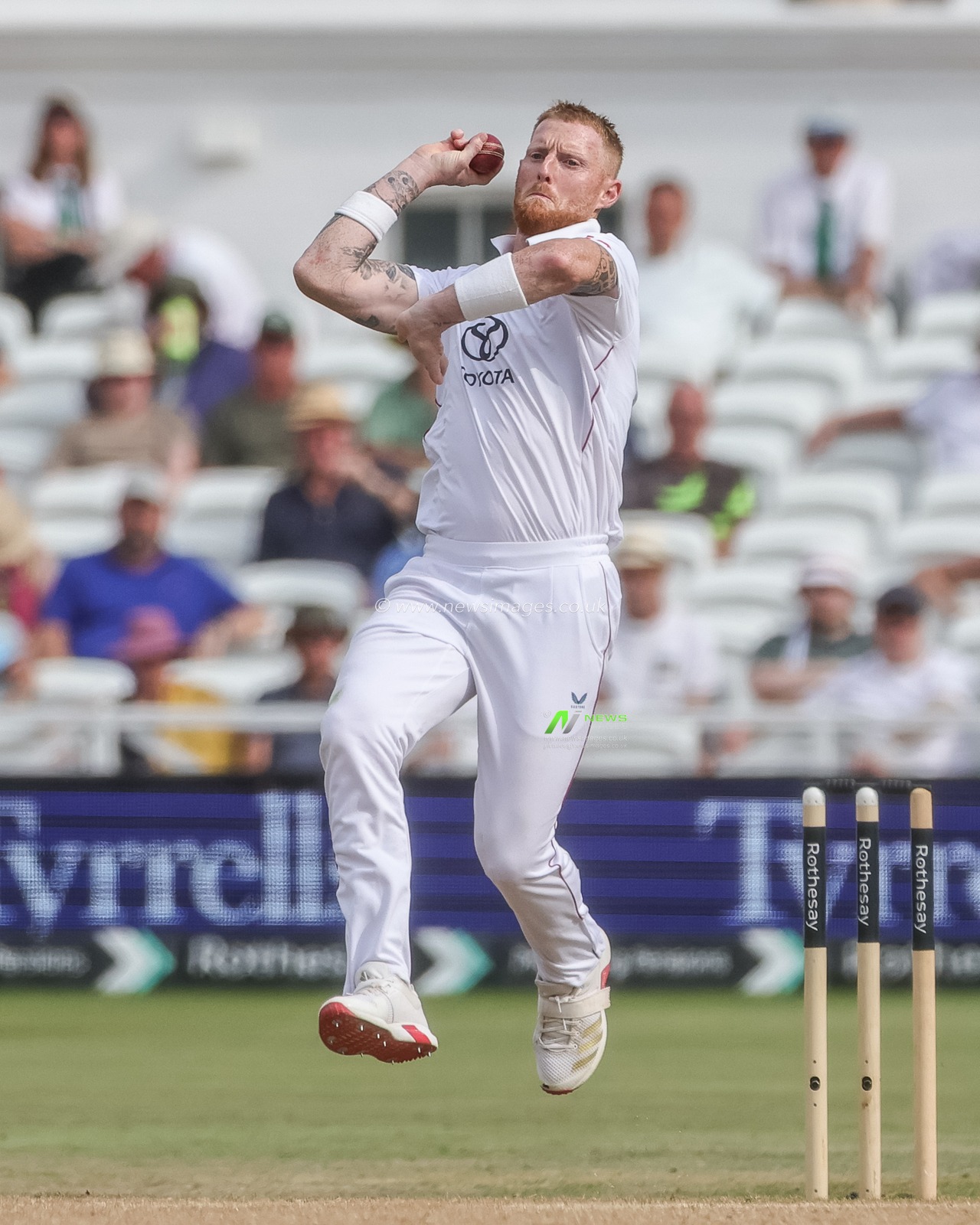 England captain Ben Stokes delivers the ball during the 3rd Rothesay Test Match Day 3 match England vs New Zealand at Trent Bridge, Nottingham, United Kingdom on 27 June 2026

(Photo by Mark Cosgrove/News Images)