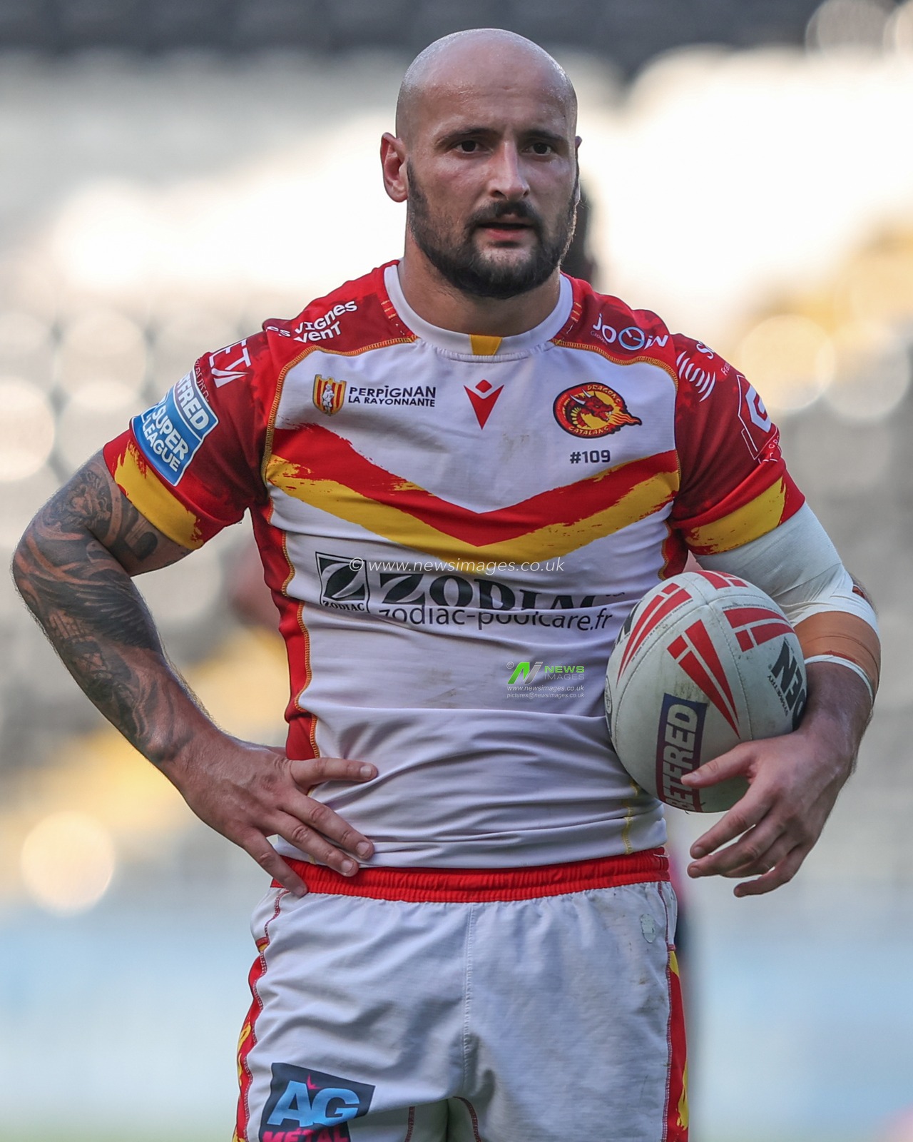 Alrix Da Costa of Catalan Dragons during the Betfred Super League Round 27 match Hull FC vs Catalans Dragons at MKM Stadium, Hull, United Kingdom, 21st September 2024

(Photo by Alfie Cosgrove/News Images)
