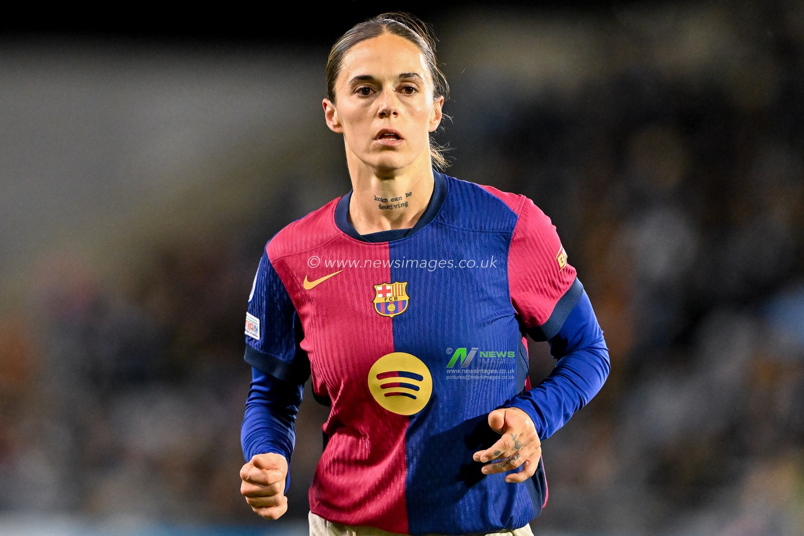 Mapi LeÃ³n of Barcelona FemenÃ­ looks on during the UEFA Women's Champions League match  - Group D - Manchester City vs Barcelona at Manchester City Academy Stadium, Manchester, United Kingdom, 9th October 2024

(Photo by Cody Froggatt/News Images)
