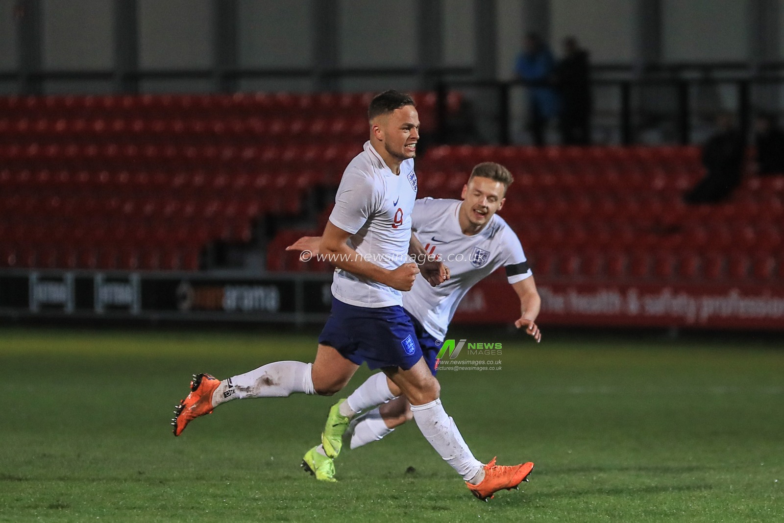 19th March 2019, Moor Lane, Salford, England; International Friendly , England C vs Wales C ; Kurt Willoughby of of England C celebrates his goal to make it 2-1



Credit: Mark Cosgrove/News Images