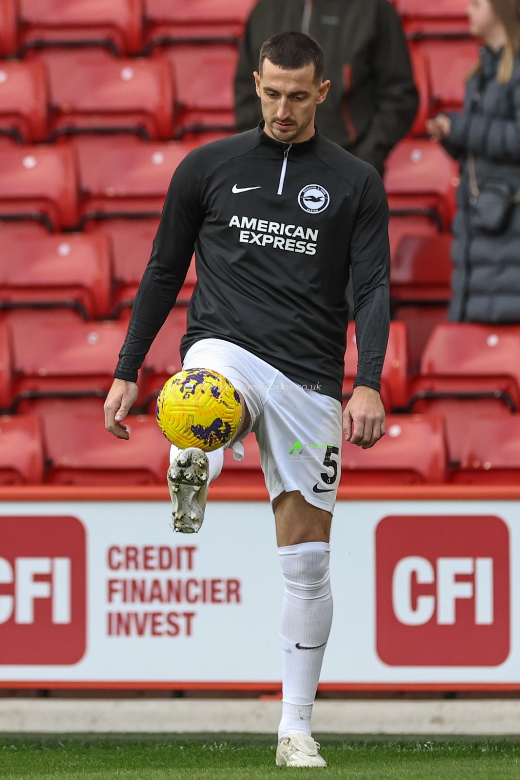 Lewis Dunk of Brighton & Hove Albion in the pregame warmup session during the Premier League match Sheffield United vs Brighton and Hove Albion at Bramall Lane, Sheffield, United Kingdom, 18th February 2024

(Photo by Mark Cosgrove/News Images)