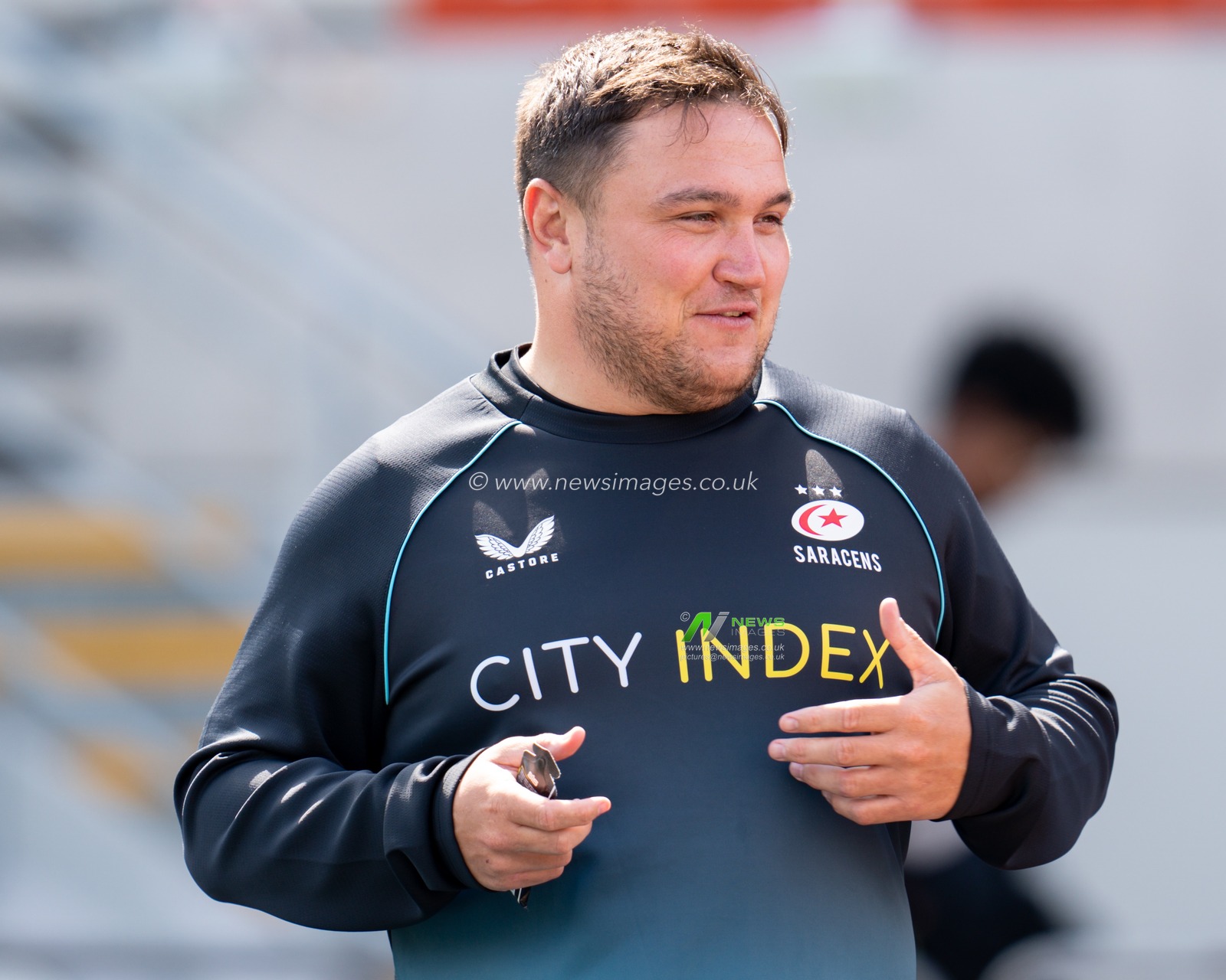 Jamie George #2 of Saracens warming up