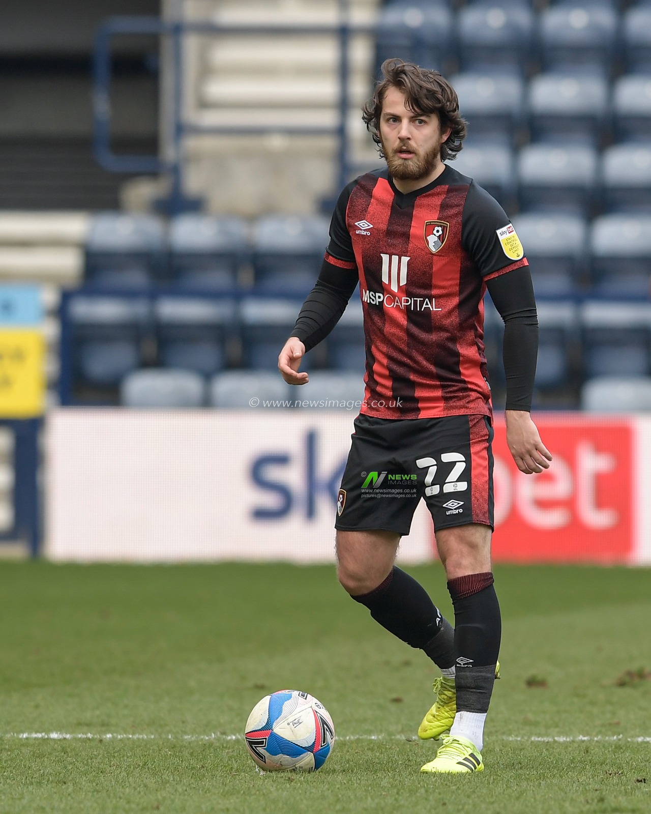 Ben Pearson #22 of Bournemouth with the ball