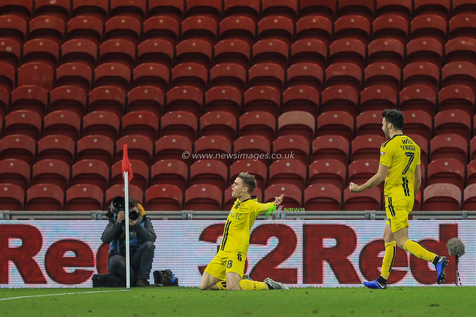 18th December 2018, Riverside Stadium, Middlesbrough, England; Carabao EFL Cup, Quarter Final, Middlesbrough vs  Burton Albion : Jake Hesketh (08) of Burton Albion celebrates his goal to make it 0-1

Credit: Mark Cosgrove/News Images

English Football League images are subject to DataCo Licence