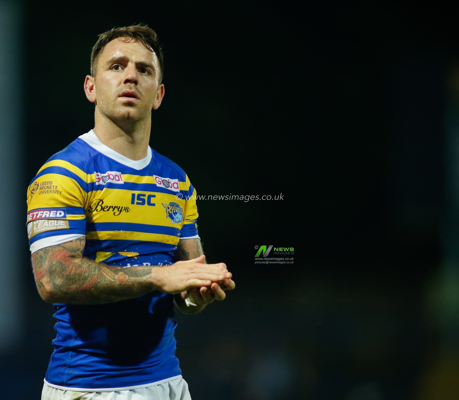 20th July 2018 , Emerald Headingley Stadium, Leeds, England; Betfred Super League, Leeds Rhinos v Widnes Vikings; Richie Myler of Leeds Rhinos celebrates the 34-0 win over Widnes Vikings at Full Time.