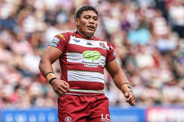 Patrick Mago of Wigan Warriors during the Betfred Super League Round 19 match Wigan Warriors vs Hull FC at The Brick Community Stadium, Wigan, United Kingdom, 19th July 2025

(Photo by Alfie Cosgrove/News Images)