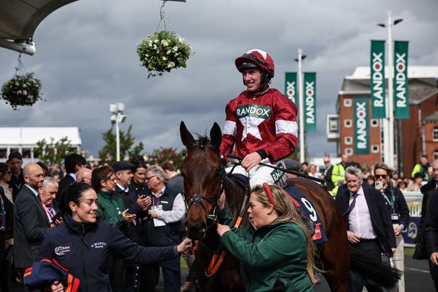 Brighterdaysahead ridden by Jack Kennedy and trained by Gordon Elliott wins the 13:55 Turners Mersey Novices' Hurdle during the Randox Grand National Day 2024 at Aintree Racecourse, Liverpool, United Kingdom, 13th April 2024

(Photo by Mark Cosgrove/News Images)