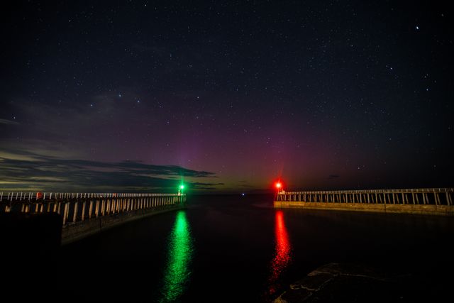 Northern Lights also known as Aurora Borealis shines over Whitby Harbour, Whitby, United Kingdom, 2nd September 2025

(Photo by Alfie Cosgrove/News Images)