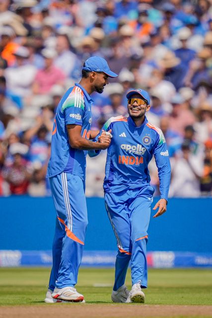 Prasidh Krishna of India celebrates the wicket of Jos Buttler of England during the 1st Metro Bank ODI match England vs India at Edgbaston, Birmingham, United Kingdom on 14 July 2026

(Photo by Maynard Manyowa/News Images)