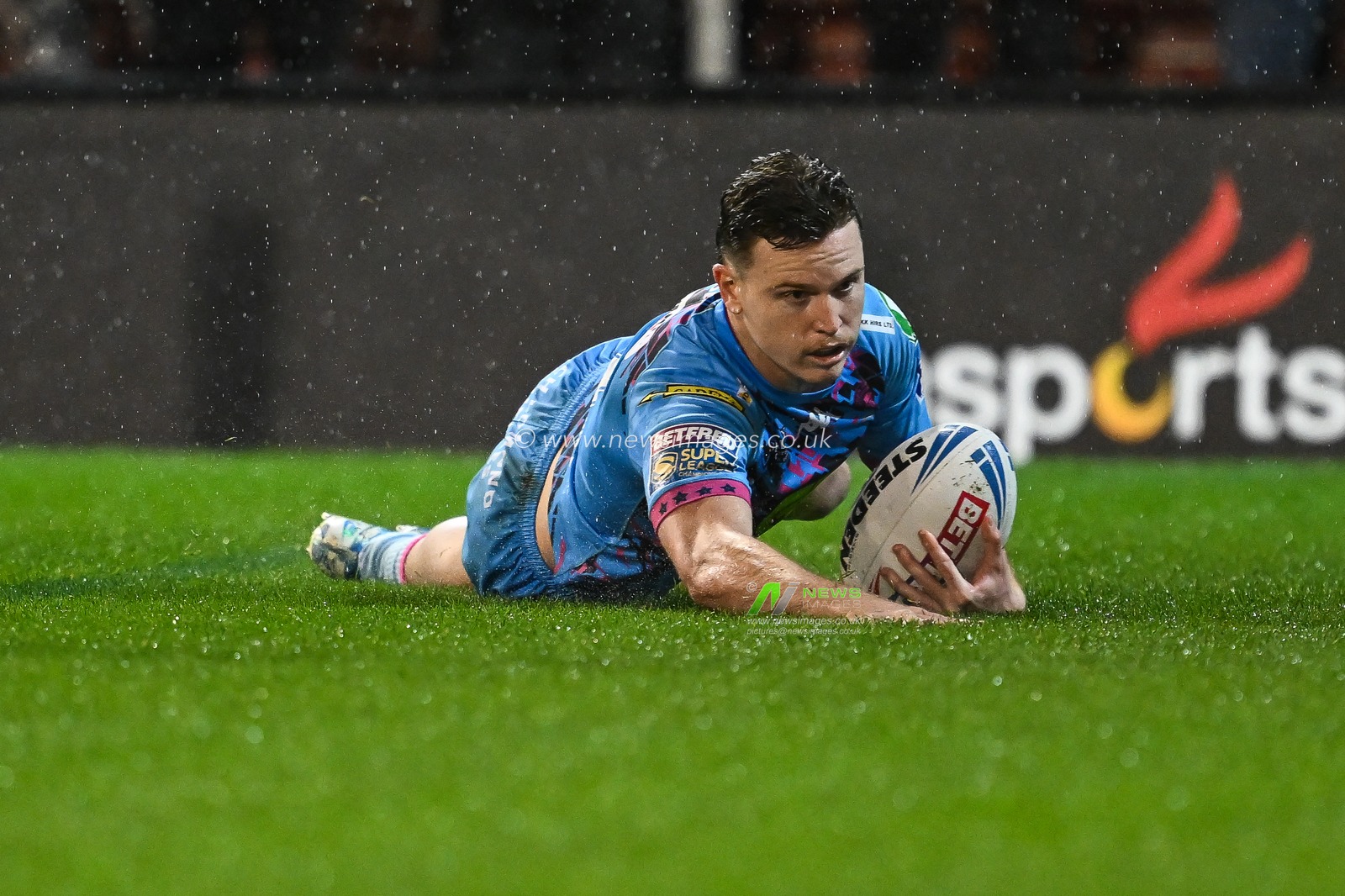 Jai Field of Wigan Warriors goes over for a try during the Betfred Super League Round 7 match Leigh Leopards vs Wigan Warriors at Leigh Sports Village, Leigh, United Kingdom, 4th April 2024

(Photo by Craig Thomas/News Images)