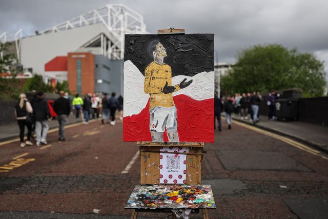A Man Utd painting by local Manchester artist @mufc.sketch during the Premier League match Manchester United vs Nottingham Forest at Old Trafford, Manchester, United Kingdom on 17 May 2026

(Photo by Mark Cosgrove/News Images)