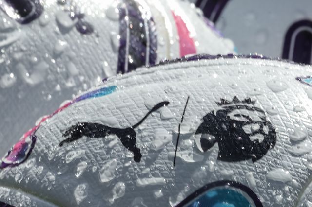 The Premier League logo on the Puma official match ball during the Premier League match Everton vs Manchester United at Hill Dickinson Stadium, Liverpool, United Kingdom on 06 September 2026

(Photo by Mark Cosgrove/News Images)