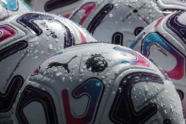 The Premier League logo on the Puma official match ball during the Premier League match Everton vs Manchester United at Hill Dickinson Stadium, Liverpool, United Kingdom on 06 September 2026

(Photo by Mark Cosgrove/News Images)