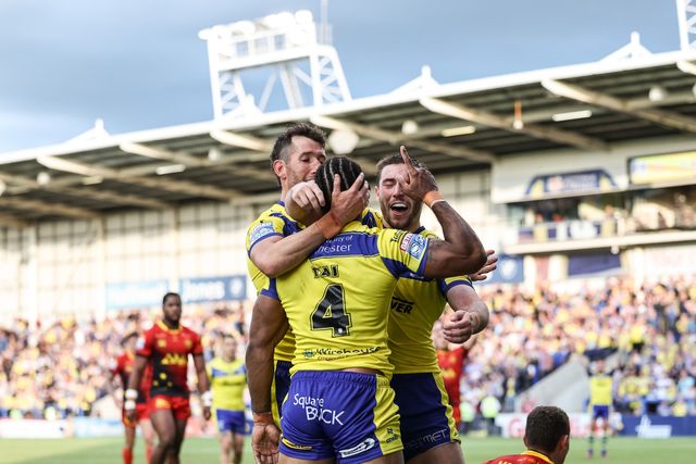 Rodrick Tai of Warrington Wolves celebrates his try during the Betfred Super League Round 13 match Warrington Wolves vs Castleford Tigers at Halliwell Jones Stadium, Warrington, United Kingdom, 30th May 2025

(Photo by Mark Cosgrove/News Images)