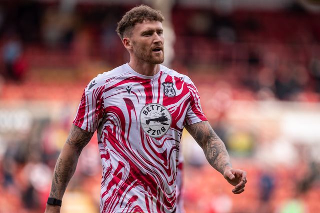 Wrexham's Dan Scarr warms up during the Sky Bet League 1 match Wrexham vs Stockport County at SToK Cae Ras, Wrexham, United Kingdom, 22nd March 2025

(Photo by Nik Mesney/News Images)
