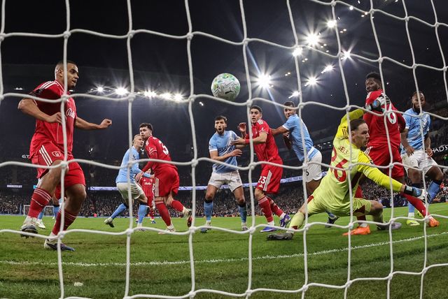 Rodrigo of Manchester City scores to make it 2-1 during the Premier League match Manchester City vs Nottingham Forest at Etihad Stadium, Manchester, United Kingdom on 04 March 2026

(Photo by Mark Cosgrove/News Images)