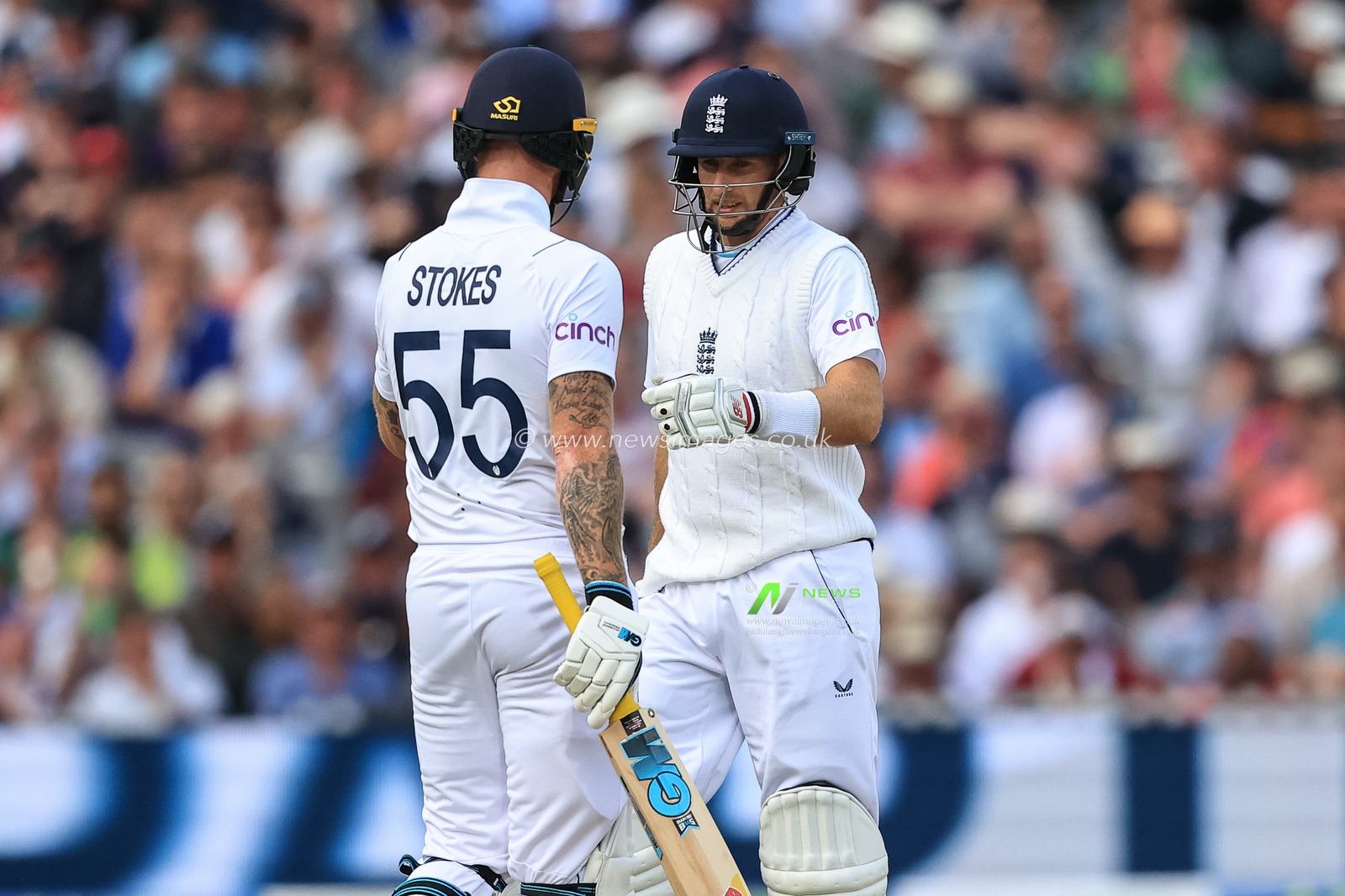 Ben Stokes of England and Joe Root of England have a partnership of 50